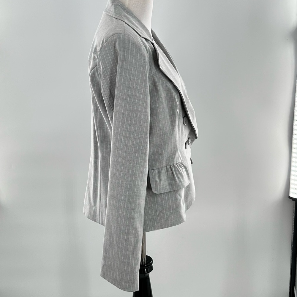 Robert Louis blazer S gray pinstripe double breasted career with pockets 90s - Picture 3 of 11